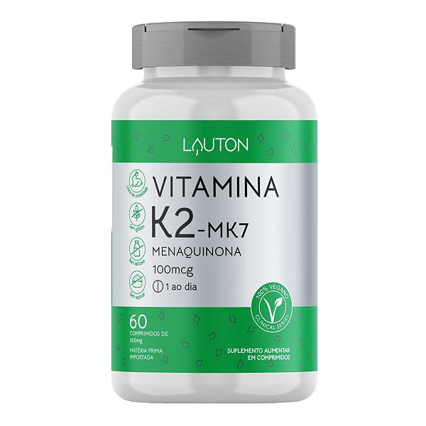 Vitamina K2 MK7 Menaquinona 100mcg 60 Comprimidos - Lauton