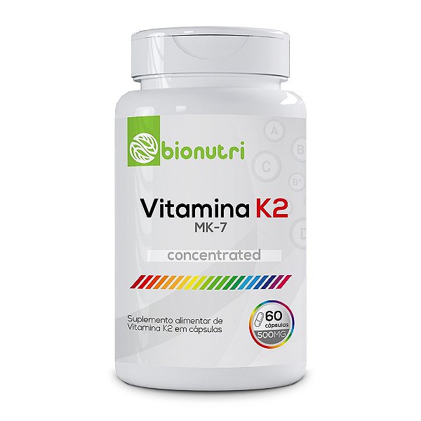 Vitamina K2 Menaquinona 7 MK-7 500mg 60 Caps - Bionutri