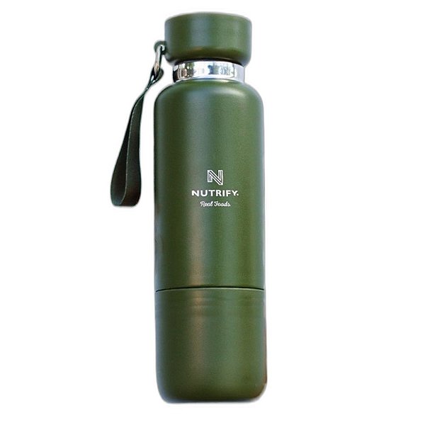 Garrafa Termica Inox c\ Copo e Porta Capsula 600ml - Nutrify