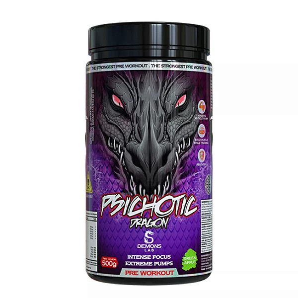 Pre Treino Psichotic Dragon Green Apple 500g - Demons Lab