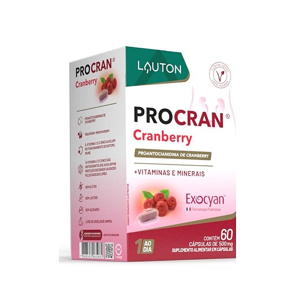 Cranberry Procran Vitaminas Zinco 30Caps 500mg - Lauton