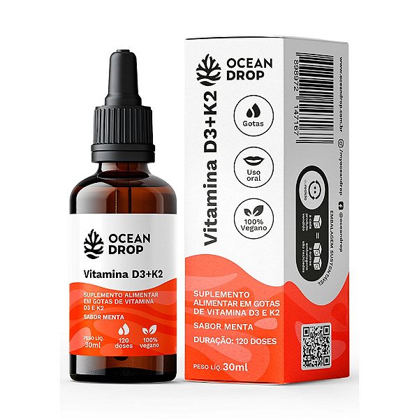Vitamina D3 + K2 Colecalciferol Gotas Menta 30 Ml Ocean Drop