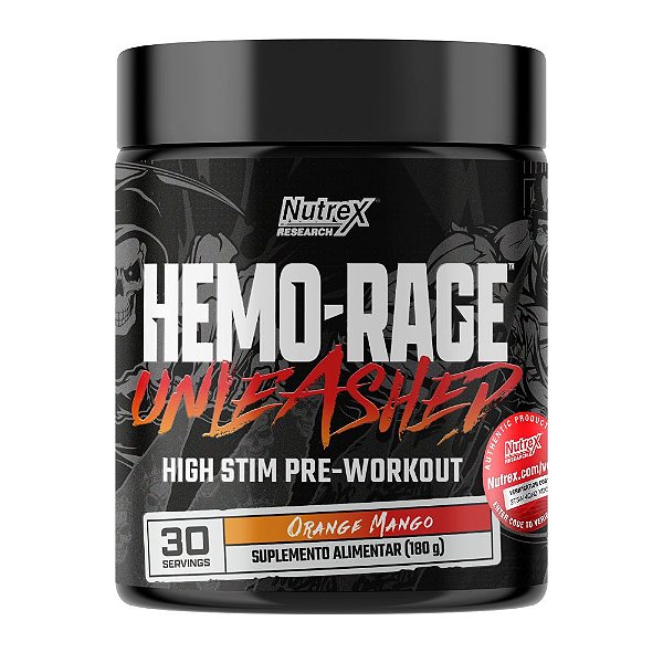 Pre Treino Hemo Rage Unleashed 180g Manga Laranja - Nutrex