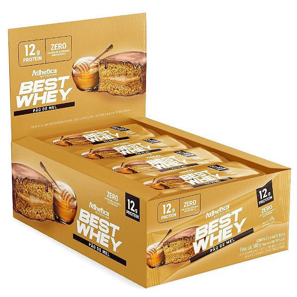 Best Whey Bar 12g Proteina 12Un Pao de Mel - Atlhetica