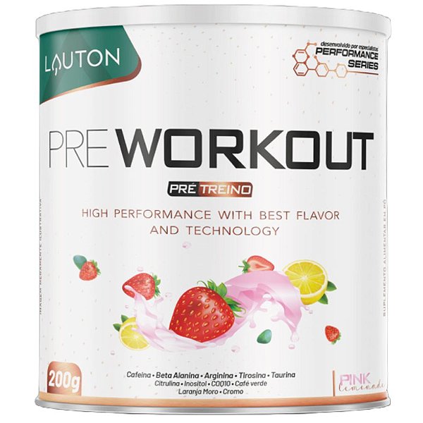 Pre Treino Cafeina Beta Alanina 200g Pink Lemonade - Lauton