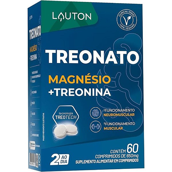 Treonato Magnesio Treonina 650 Mg 60 Caps - Lauton
