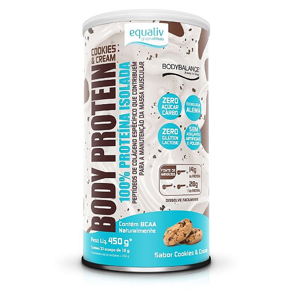 Body Protein Isolado Cookies Cream 450g - Equaliv
