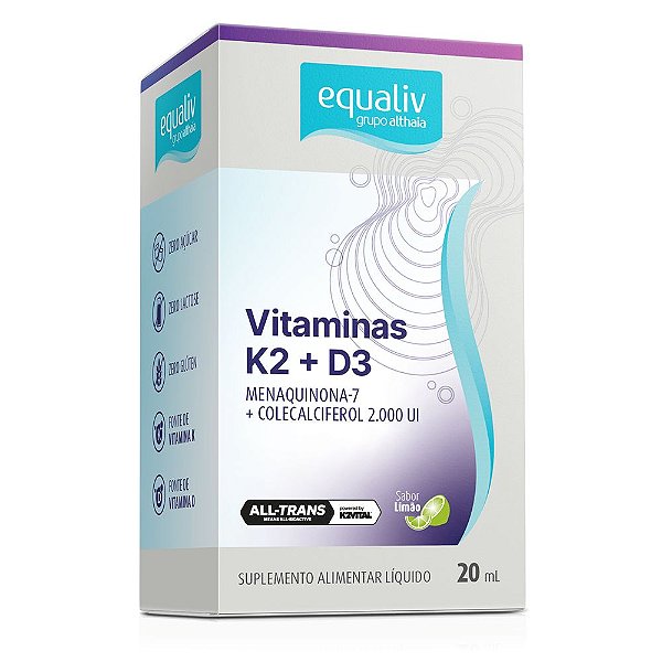 Vitamina K2 D3 80 Mg 2000 Ui 20 ML Gotas Limão - Equaliv
