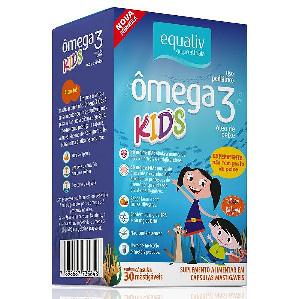 Omega 3 Kids EPA 90Mg DHA 60Mg 30 Caps Mastigavel - Equaliv