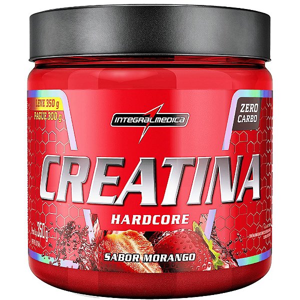Creatina Hardcore Morango 350g - Integralmedica
