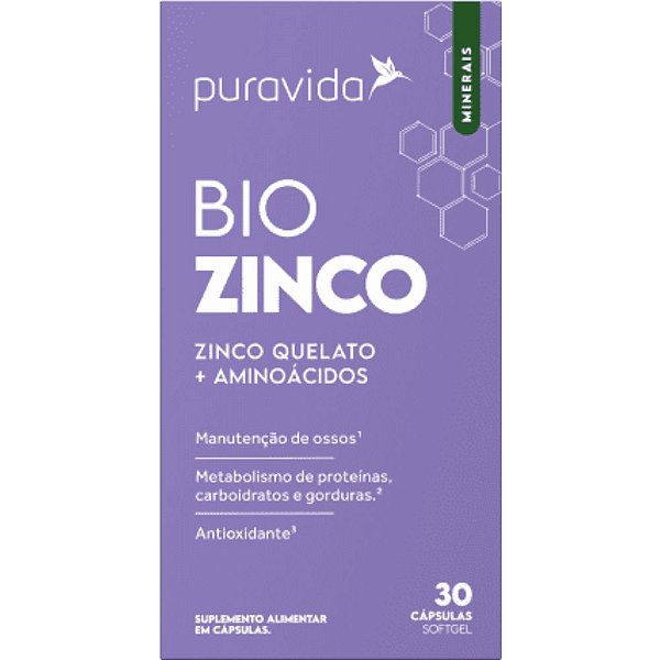 Bio Zinco Quelato Aminoacidos 30 Caps - PuraVida