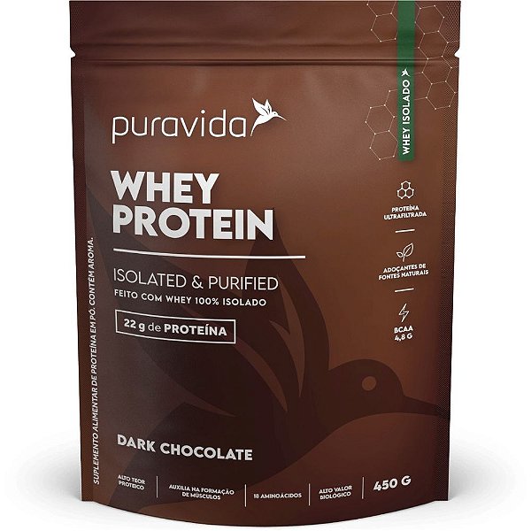 Whey Protein Isolado Dark Chocolate 450g - PuraVida