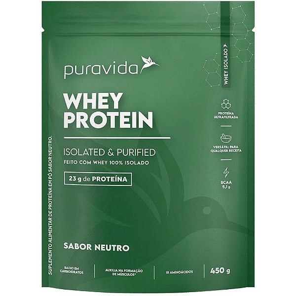 Whey Protein Isolado Neutro 450g - PuraVida