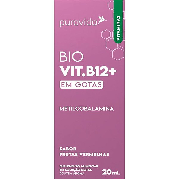 Bio Vit B12+ Metilcobalamina Frutas Vermelhas 20Ml PuraVida