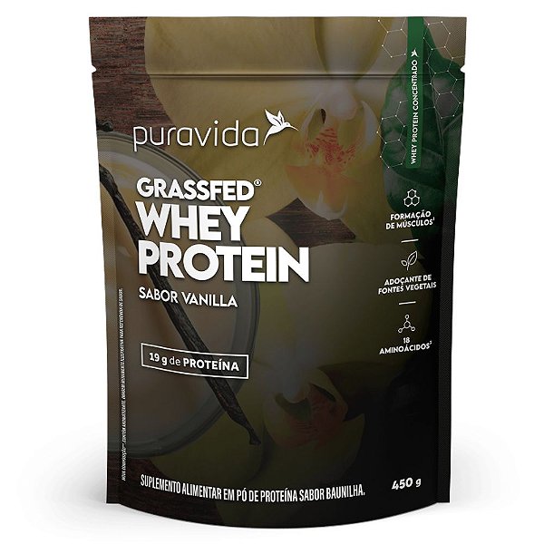 Whey Protein Grassfed Baunilha 450g - PuraVida