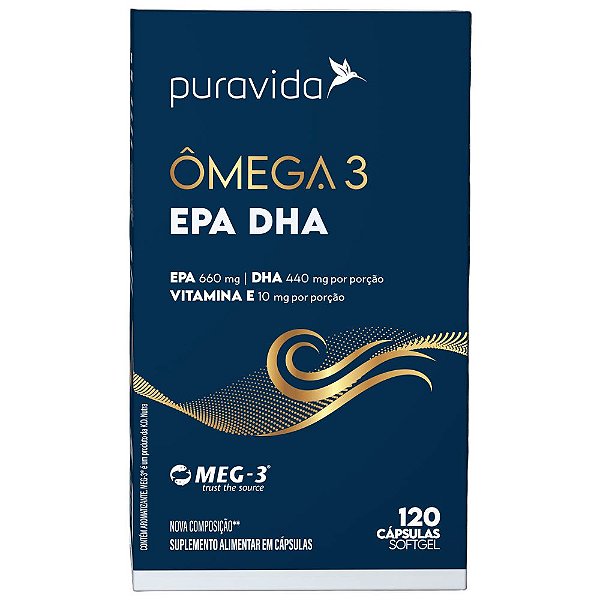 Omega 3 EPA DHA 120 Capsulas Soft Gel - PuraVida