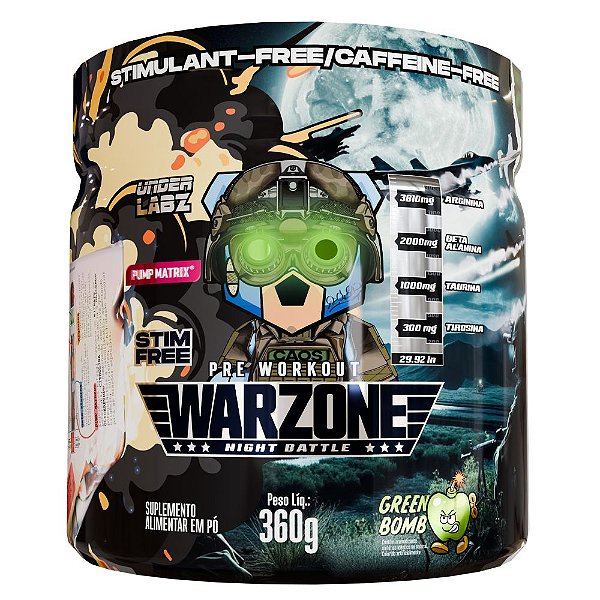 Warzone Night Battle Pre Workout Green Bomb 360g - Under Labz