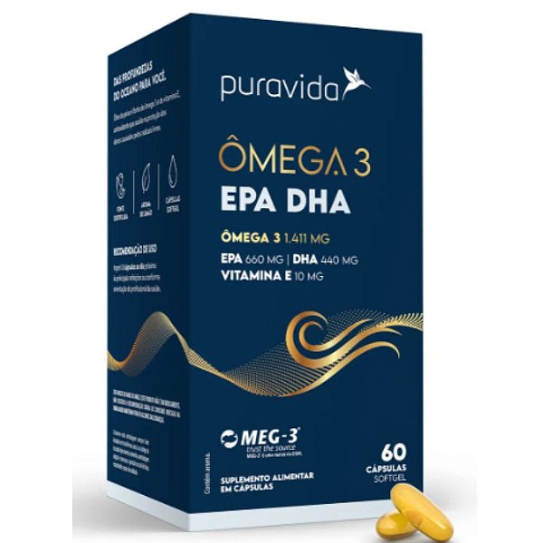 Omega 3 EPA 660Mg DHA 440mg 60Caps - PuraVida