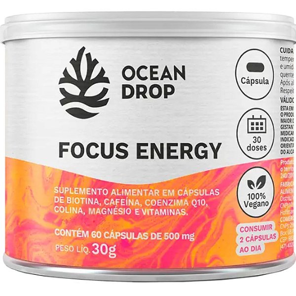 Focus Energy 500mg 60 Capsulas - Ocean Drop