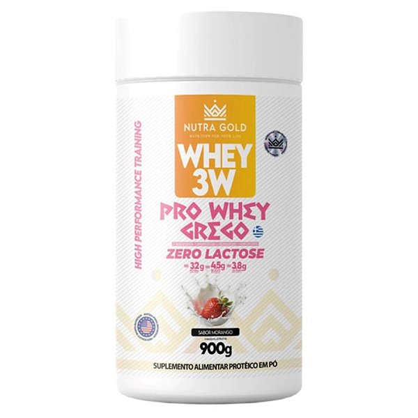 Nutra Whey Pro Grego Zero Lactose Morango 900g - Nutra Gold