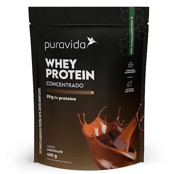 Whey Protein Concentrado Chocolate  450g - PuraVida