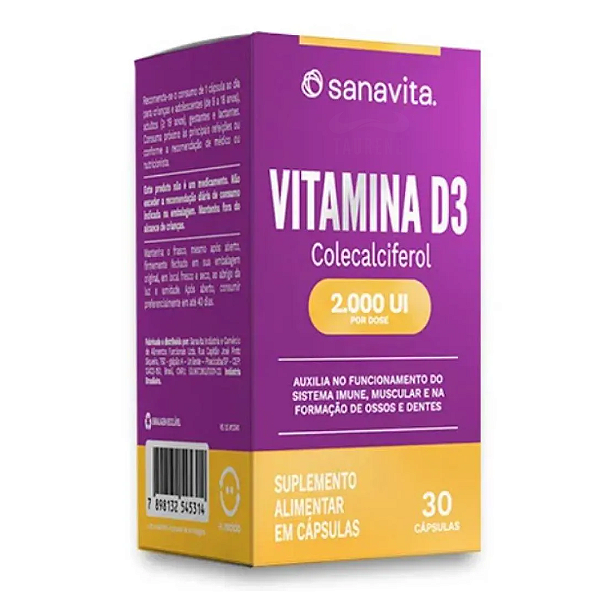Vitamina D3 Colecalciferol 30 Capsulas - Sanavita