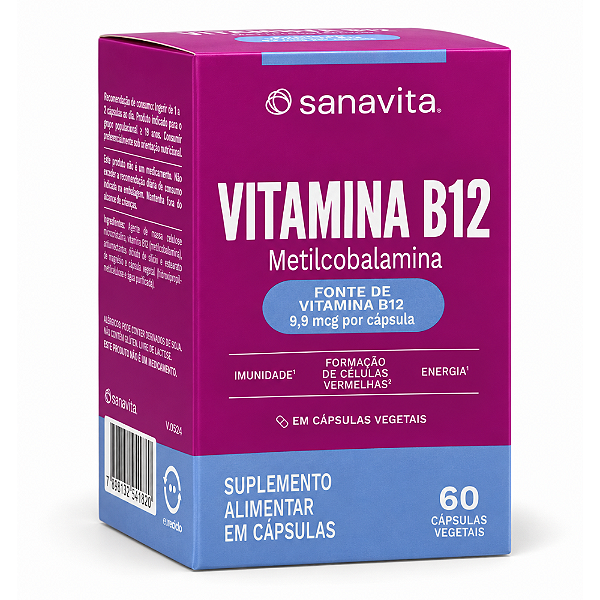 Vitamina B12 Metilcobalamina 60 Caps - Sanavita