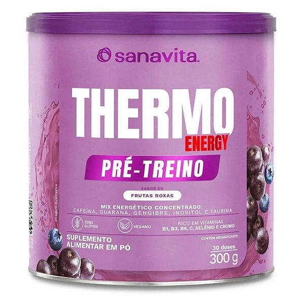 Pre Treino Thermo Energy Frutas Roxas 300g - Sanavita