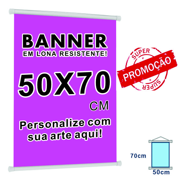 Banner  personalizado 70x50cm (Envie sua arte) na promoção