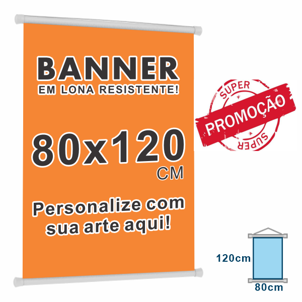 Banner  personalizado 80X120cm (Envie sua arte) na promoção
