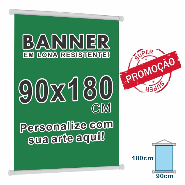 Banner personalizado 90x180cm (Envie sua arte) na promoção
