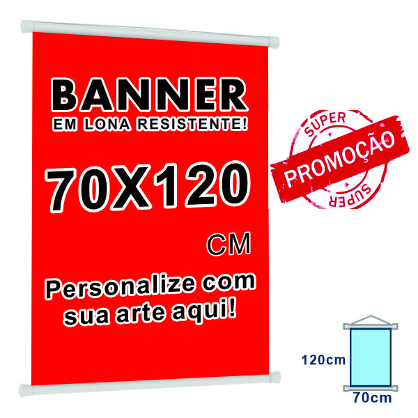 Banner Personalizado 120x70cm (Envie sua arte) na promoção
