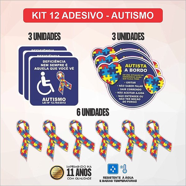 Kit 12 Adesivos Simbolo Autista Para Carro Pcd - Sticker