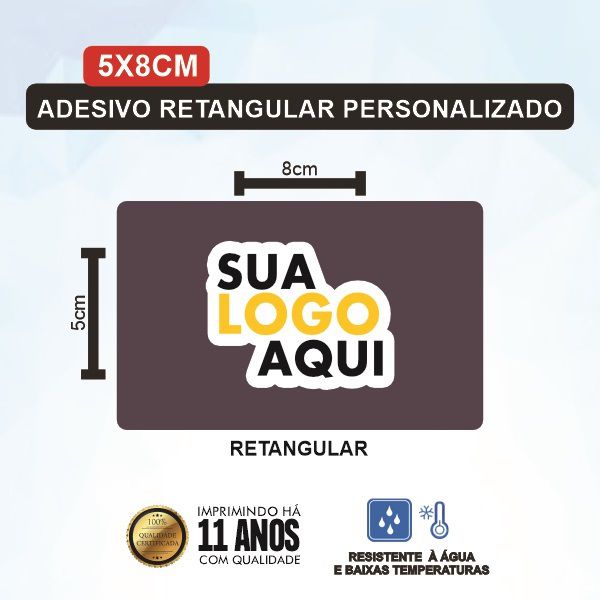 500 Adesivo Retangular 5X8cm Personalizado (Sua Arte aqui)