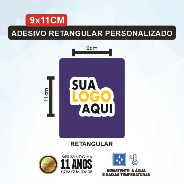 1000 Adesivo Retangular 9X11cm Personalizado (Sua Arte aqui)