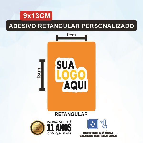1000 Adesivo Retangular 9X13cm Personalizado (Sua Arte aqui)