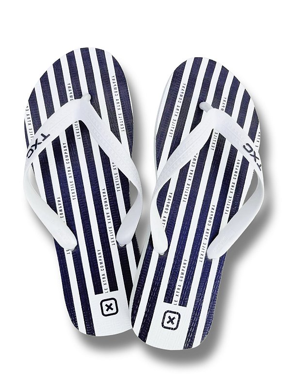 Chinelo TXC 489 0001 branco com listra marinho