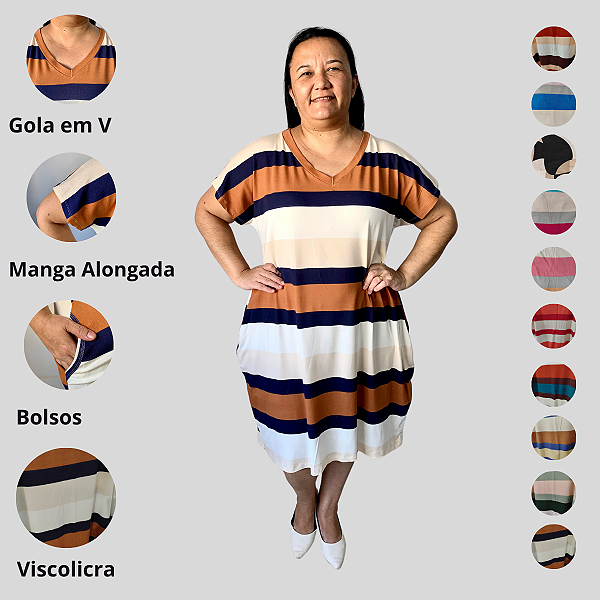 Vestido Midi Casual Evangélico Plus Size Verão Veste Até 56 G3 Marrom