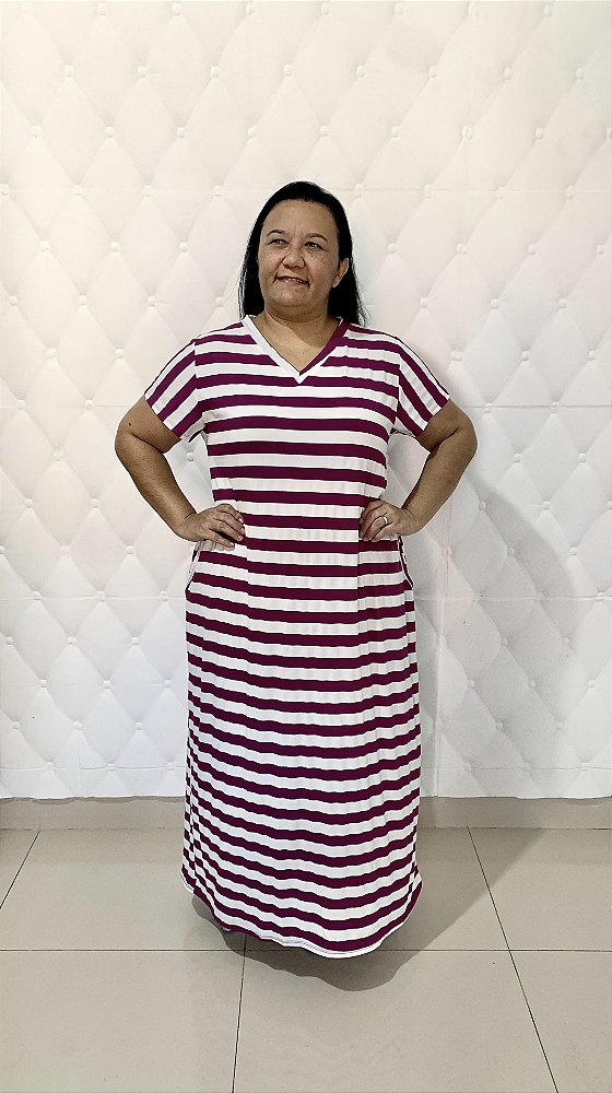 Vestido Longo Plus size Casual Evangélico Veste Até 56 Violeta