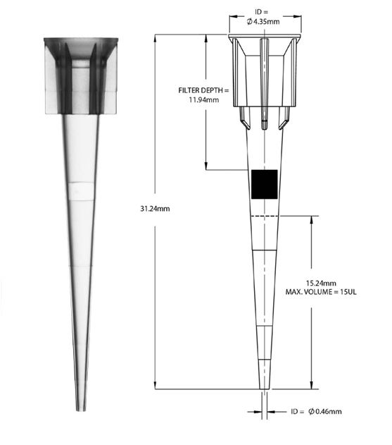 PONTEIRA PARA MICROPIPETA COM FILTRO, ESTERIL, VOL. 10UL, RACK 96UN