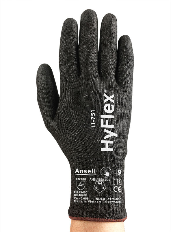 LUVA HYFLEX, REVESTIDA EM POLIURETANO TAM. 10 - 1 PAR