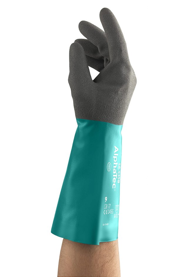 LUVA VULCANIZADA EM BORRACHA NITRILICA, ALPHATEC, VERDE TAM. 8 - 1 PAR