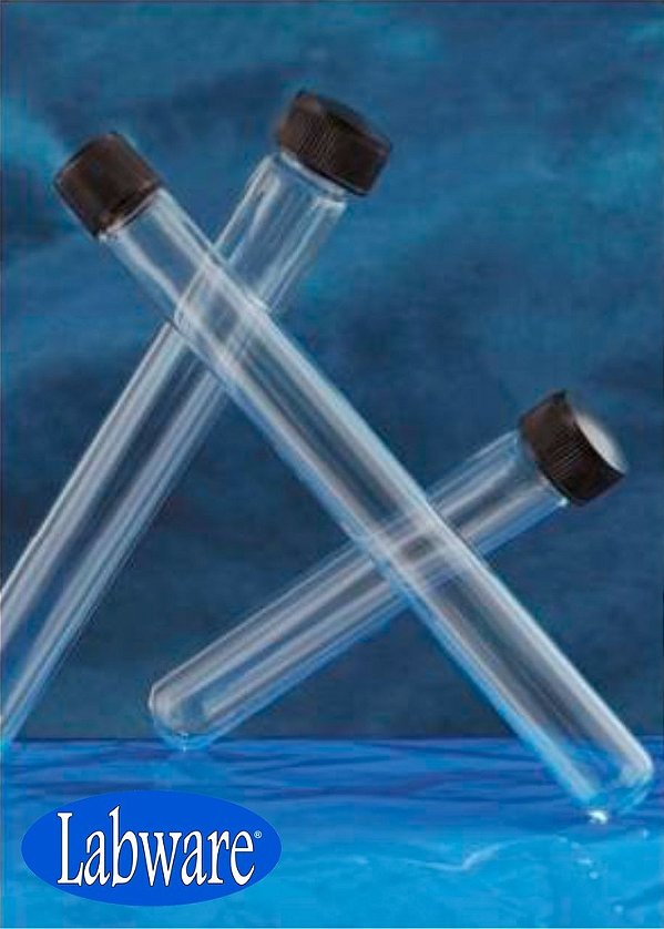 Tubo de Ensaio em Policarbonato fundo redondo Tampa de Rosca | Pacote com 100 unidades