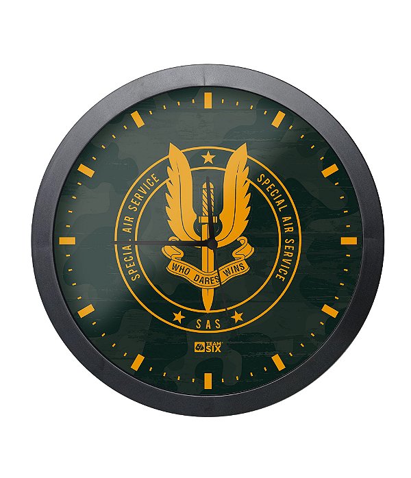 Relógio de Parede SAS Special Air Service Preto Team Six Brasil