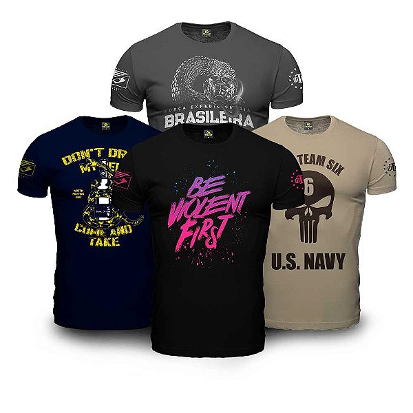 Kit 4 Camisetas Masculinas Violent Team Six