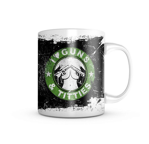 Caneca de Porcelana Militar I Love Guns and Titties Team Six Brasil