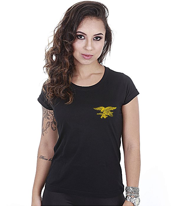 Camiseta Baby Look Feminina US Navy Seals Team Six Brasil
