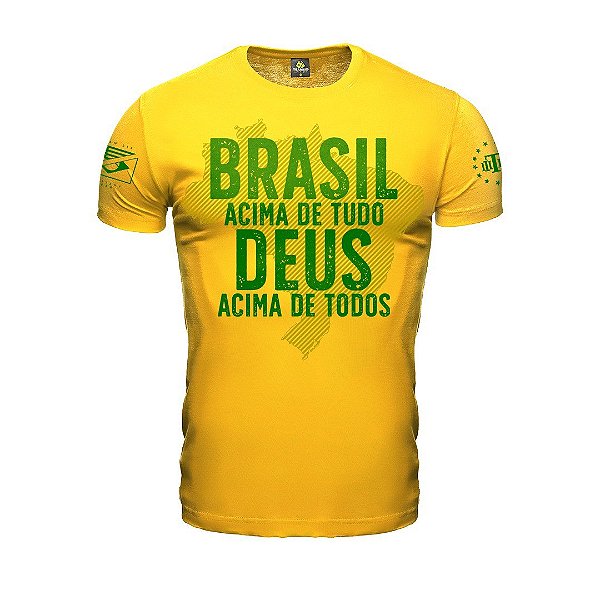 Camiseta Militar Brasil Acima de Tudo Deus Acima de Todos