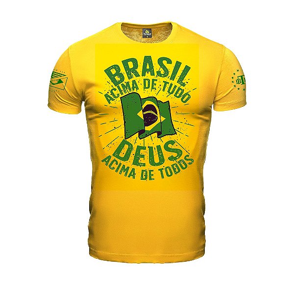 Camiseta Masculina Bandeira Brasil Acima de Tudo Deus Acima de Todos Team Six Brasil