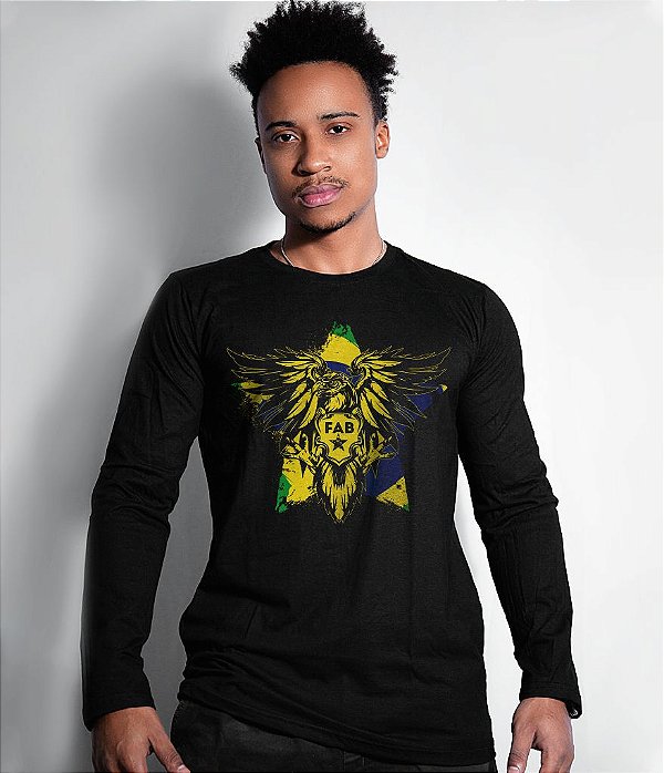 Camiseta Manga Longa FAB Força Aérea Brasileira Masculina Team Six Brasil